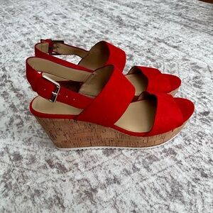 Nine West Red Dina Wedge Sandals